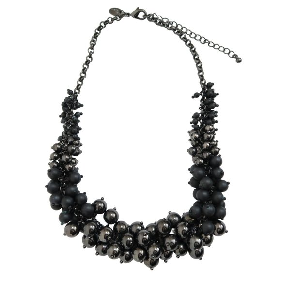 LIA SOPHIA Inked Blackout Necklace shiny & matte black beads - Picture 1 of 4